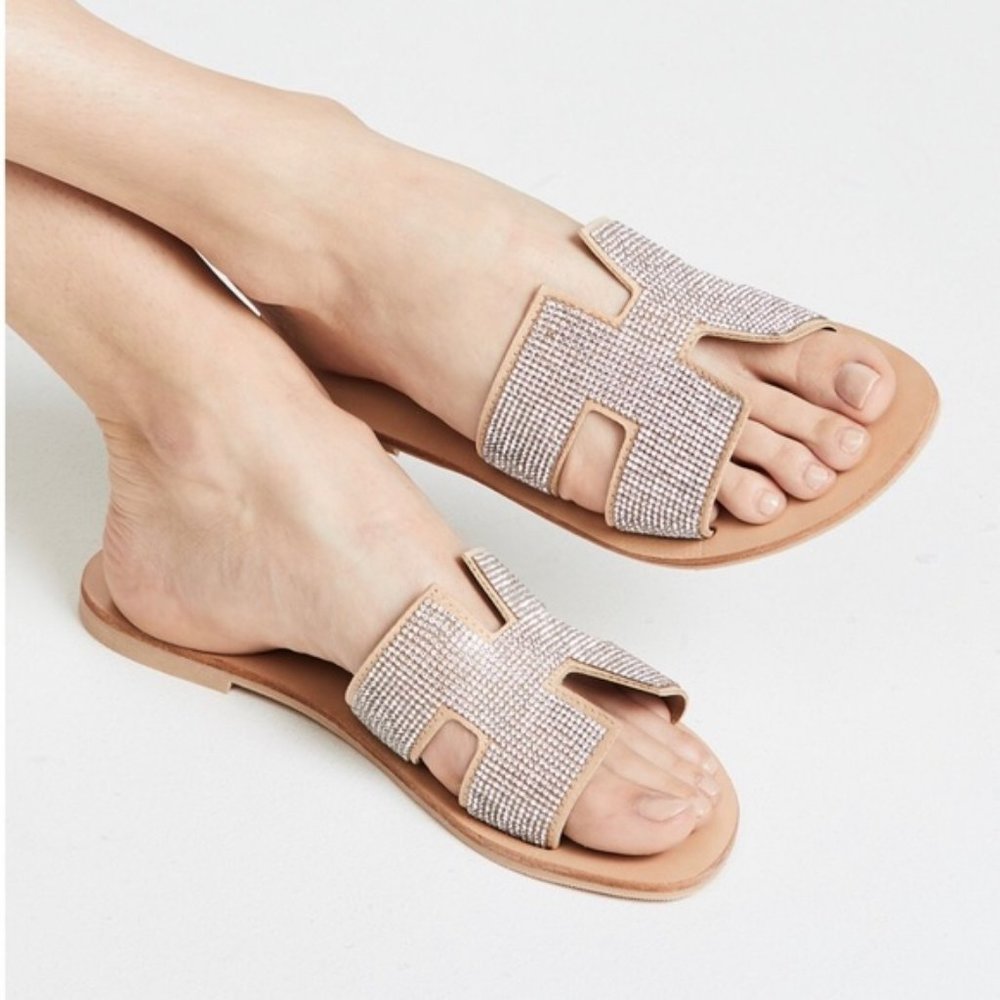 STEVEN by STEVE MADDEN Rhinestone Slide Sandals